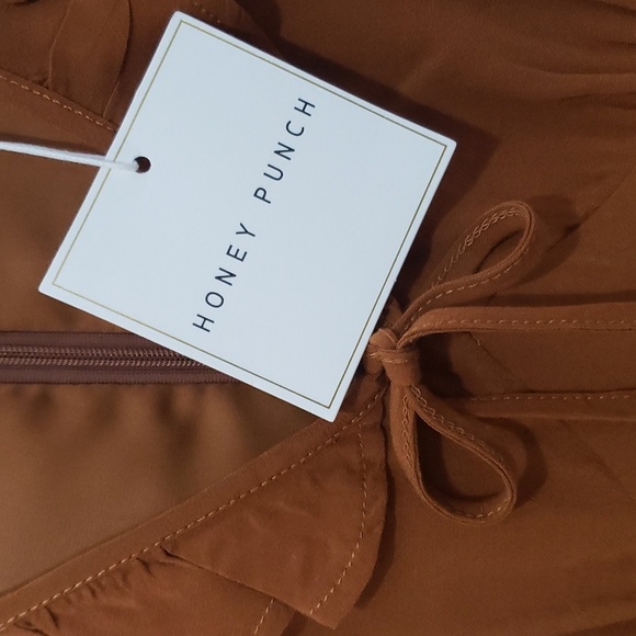 NWT Honey Punch V-Neck Mini Dress Ruffle Collar Empire Waist - Picture 5 of 13